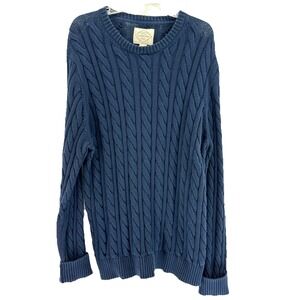 St. Johns Bay Classic Casual Cable Knit Sweater Stretch Long Sleeve Navy XL